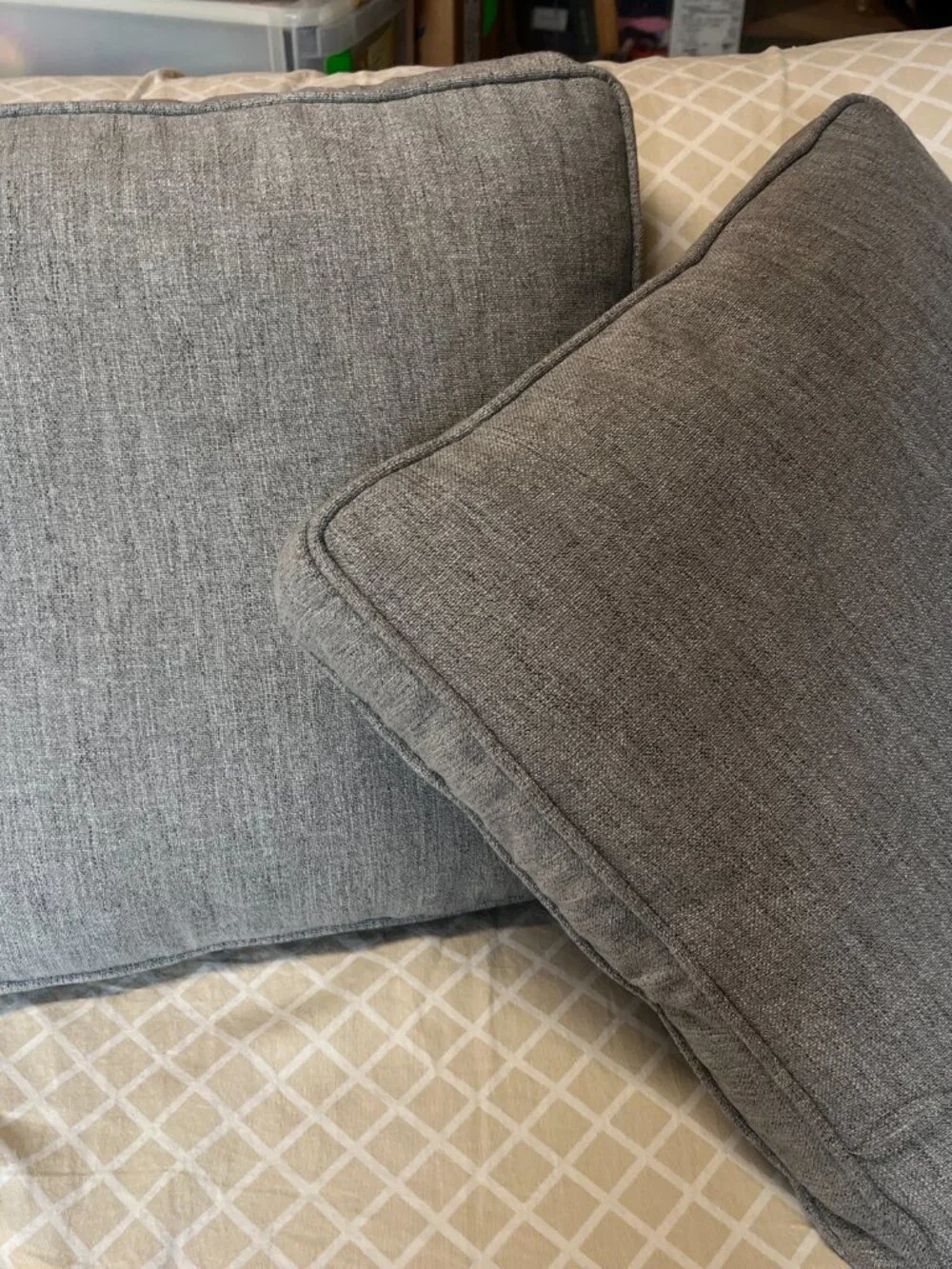 Accent Throw Pillows - Set of TWO  (Removable‎ Zipper Closure Covers) GRAY